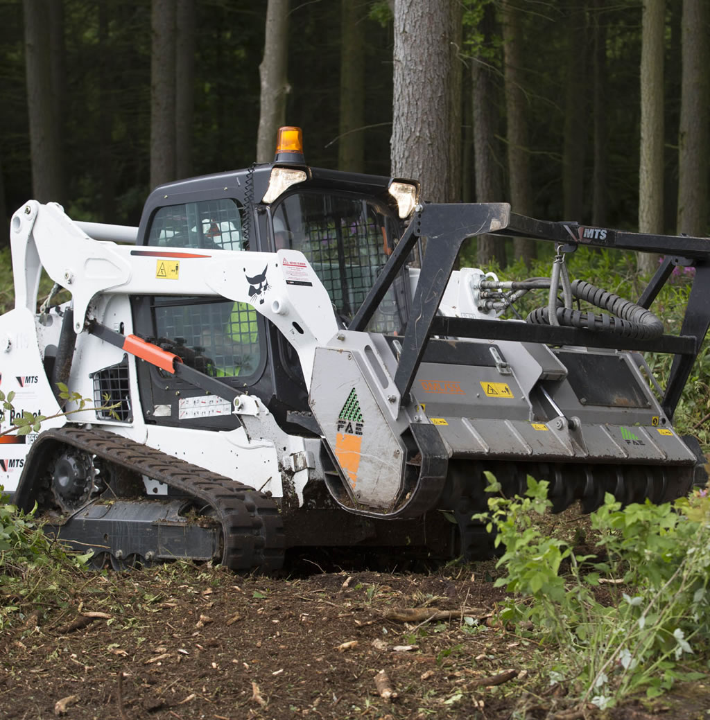 Posi Track Bobcat with mulching attachment for clearing trails Gold Coast Brisbane